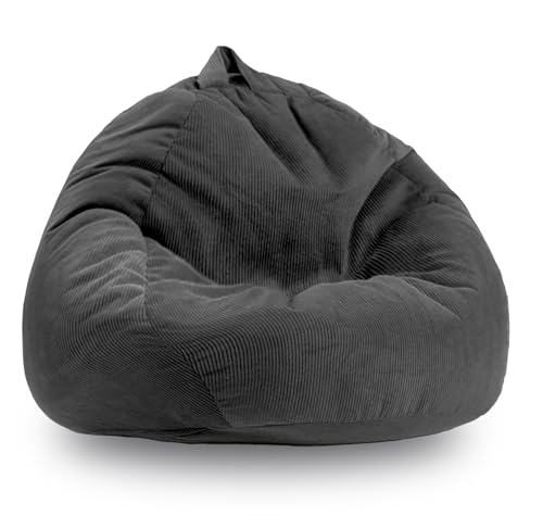 Image of 4FT Memory Foam Bean Bag Chairs for Adults Women Men Teen Sofa Comfoy Chair Large Beans Bags Sofa Dark Grey 4FT