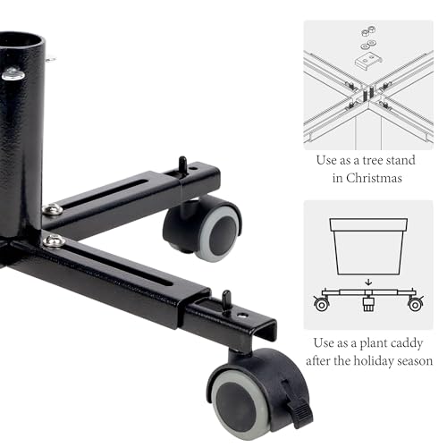 image for Blissun Christmas Tree Stand Base with Wheels, Movable Christmas Fake 