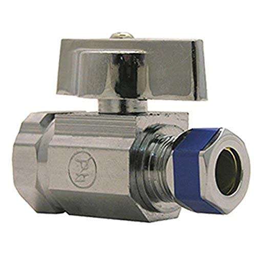 LASCO 06-9273 Straight Stop Quarter Turn Ball Valves, 1/2-Inch Iron Pipe Inlet X 3/8-Inch Compression Outlet, Chrome #1