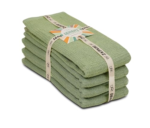 Lenenz KITCHENTOWEL123 Kitchen Towels - Pack Of 4 Dish Towels For Kitchen 18'' X 28'' - 50% Cotton And 50% Rayon From Bamboo Super Plush Kitchen Towel And Dishcloths Sets cover