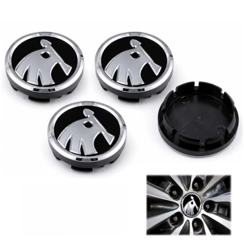 Fezf 4 Piezas Tapacubos,Cubierta de Buje Rueda Central,Resistente al Polvo y al Óxido,Fuerte y Duradero,Para Accesorios de Coche,56MM(Negro/Borde Grueso)