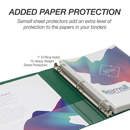 Samsill Fichário durável de 2,5 cm, feito nos EUA, fichário em D, capa transparente personalizável,