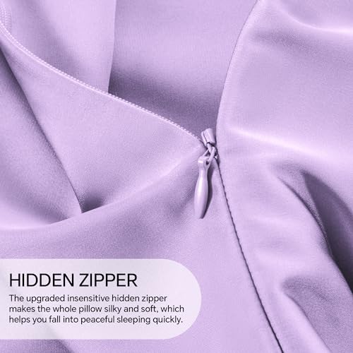 Image of INFIIXSO Silk Pillow Cases 2 Pack Standard Size, Ultra Smooth & Soft Mulberry Silk Pillow Case for Hair and Skin, Breathable Cooling Silk Pillowcase with Hidden Zipper (Lavender, 20x26 Inches)