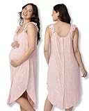 Kindred Bravely Labor and Delivery Gown, 3 in 1 Hospital Gowns for Women Labor Delivery, Ruffle Straps (Pink Hydrangea, X-Small/Small)