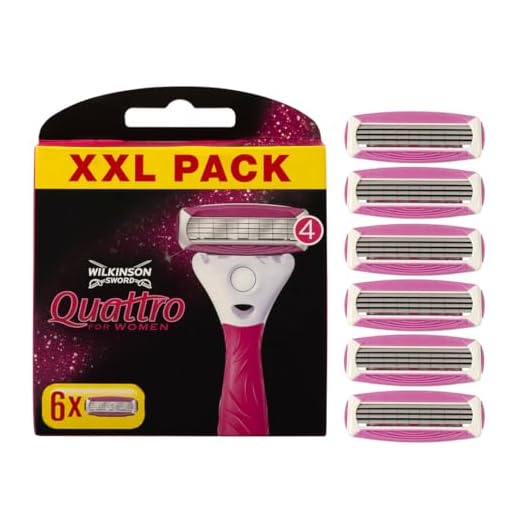 Wilkinson Sword Intuition Quattro Smooth Shave Rasierklingen, Damenrasur, Hauch von Aloe vera, Rasierer für die alltägliche Rasur, 6 Stück