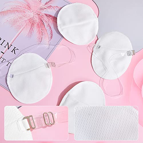 Image of 4 Pairs Underarm Sweat Pads Reusable Armpit Absorbing Guards Washable with Shoulder Strap Under Arm Breathable Absorbent Sweat Protectors Pads Guards for Women and Men(White)