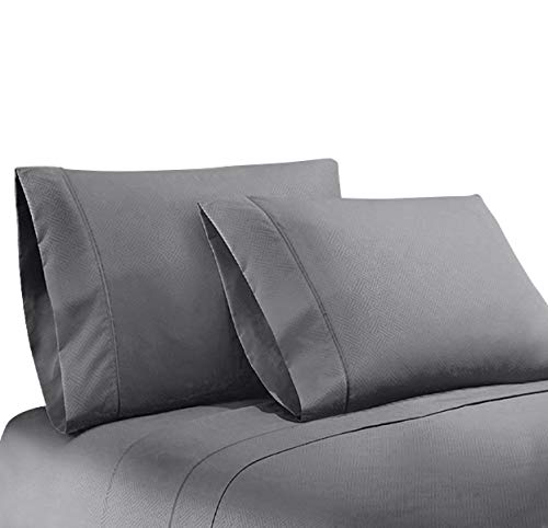 Home Sweet Home Dreams Inc Greek Key Ultra Soft 1800 Series Egyptian Comfort 4 Piece Sheet Set (King, Grey)