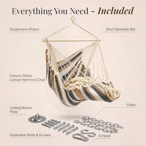 Image of Hanging Hammock Chair Swing - Outdoor & Indoor - Hammock Swing Chair