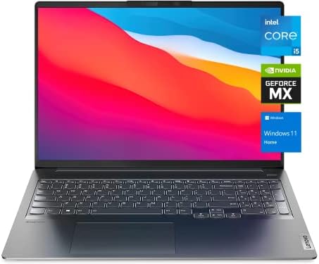 Lenovo Ideapad 5i Pro Laptop, 16" QHD 2.5K IPS Display, Intel Core i5-11300H, GeForce MX450, 8GB RAM, 512GB SSD, IR Camera, Backlit Keyboard, WiFi 6, Windows 11 Home