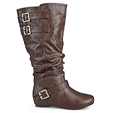 Brinley Co Women's Cammie-Wc Slouch Boot, Brown Wide Calf, 10 M US
