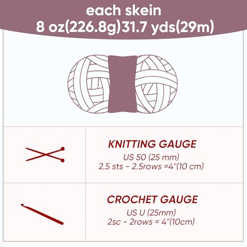 Image of 8 Jumbo Packs Chunky Chenille Yarn for Crocheting, 31.7 yds, 8 oz Each Skein Bulky Thick Fluffy Yarn for Knitting, Super Bulky Chunky for Hand Knitting Blanket, Soft Plush Yarn - Cherry Blossom