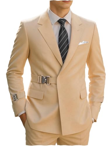 Men's Suits Slim Fit 2 Piece Notch Lapel Prom Tuxedos Jacket+Pants Wedding Grooms - Main Image