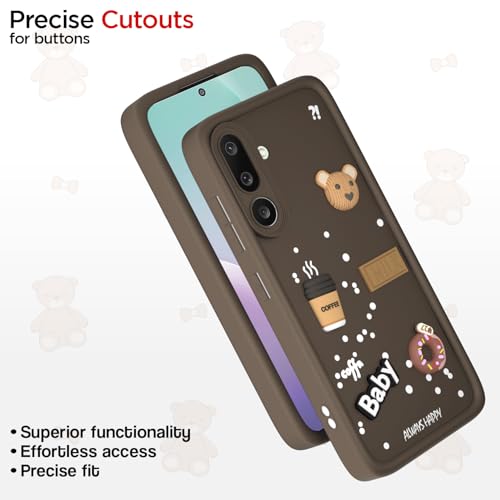 Image of Pikkme Back Cover for Samsung Galaxy M56 5G | Cute Fun Cartoon 3D Bear Silicone Full Body Protection Bumper Case (Brown)