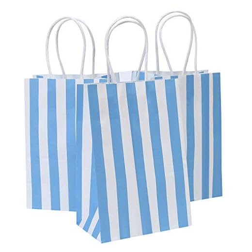 Carretera 5,25 x 3,25 x 8 pulgadas 50pcs Azul Rayas Papel Kraft bolsas de papel, bolsa de la compra, venta al por menor bolsa, Craft – Bolsa de papel, bolsa de regalo