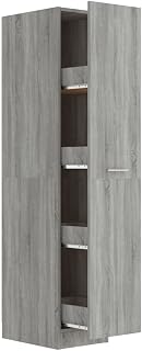 vidaXL Apothecary Cabinet Home Living Room Furniture Highboard Home Organiser Storage Cabinet Side Board Grey Sonoma Engineered Wood