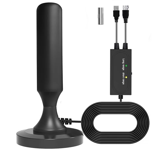 2025 Nuova Antenna TV Interna Amplificata Potente e Portatile - Antenna Digitale Terrestre da Interno per Smart TV(DVB-T/T2) Supporto 4K/1080P, Include una Base Magnetica e Cavo Coassiale da 5m