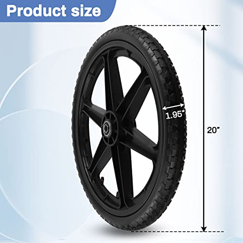 20X1.95" Flat Free Cart Wheels Compatible With Rubbermaid Garden Yard Cart, 20" Replacement Flat Free Tire Assembly With 5/8" Bearing For Big Wheel Utility Carts/Lawn Carts-2Pcs #TOP1
