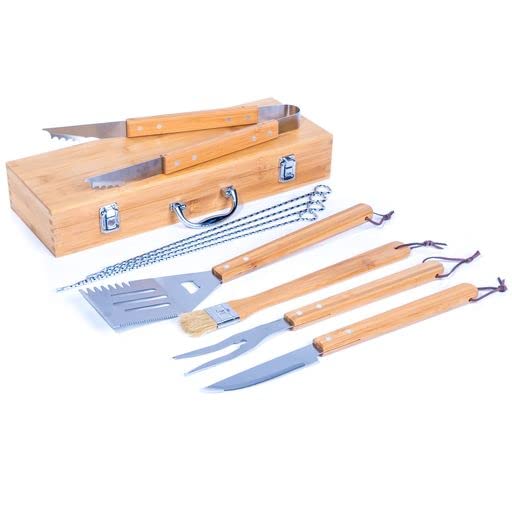 Miniatura 2 de EngraveMyMemories - Juego de parrilla de barbacoa de 11 piezas, estuche de viaje de madera de arce, regalos hechos a mano