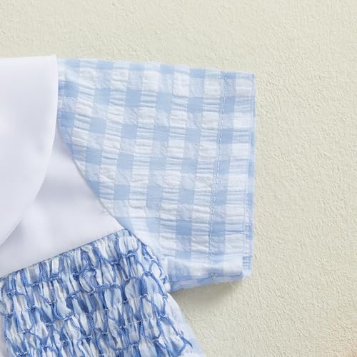 Infant Baby Boy Girl Easter Outfit Clothes Bunny Plaid Short Sleeve Romper Jumpsuit Bodysuit3