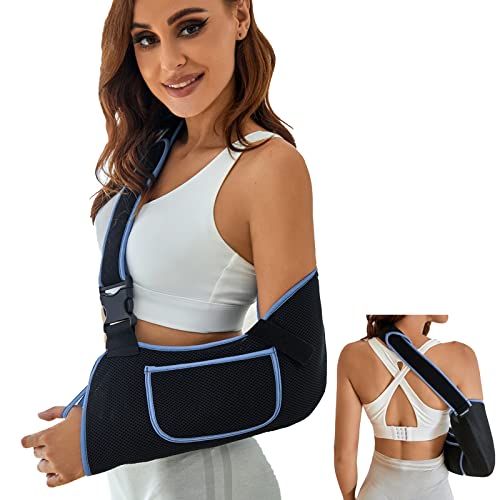 Image of VISKONDA Arm Sling Shoulder Immobilizer-Rotator Cuff Support Brace-Comfortable Medical Sling for Shoulder Injury,Left and Right Arm,Men and Women,for Broken,Dislocated,Fracture,Strain(Black,Large)
