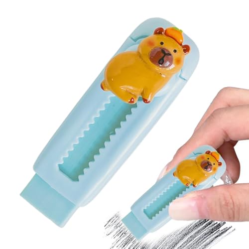 4x Einziehbare Radiergummis Capybara Design - Lustige Tier-Radierer Für Schule & Büro