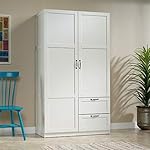 Sauder Miscellaneous Wardrobe/Storage Pantry Cabinet, L: 40.0" x W: 19.45" x H: 71.1", Soft White - Image 2
