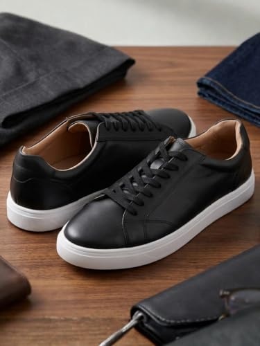 Image of Thomas Crick Men's Theo Genuine Leather Sneakers | Premium Smart Casual Lace-Up Shoes with Cushioned Collar & Anti-Slip Rubber Sole, UK Size 6-11