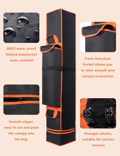 Heavy Duty Canopy Bag Replacement, Large Tent Storage Bag with Roller Wheels 63X10X10in, 800D Oxford Fabric Pop Up Canopy Replacement Parts4