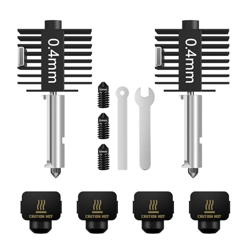 YOOPAI Kit hotend per Bambu Lab A1/A1 mini, ugello aggiornato in acciaio temprato da 0,4 mm con 4 calze in silicone e 3 ugelli di ricambio (0,2/0,4/0,6 mm) - 2 pezzi