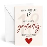 Edition Seidel Premium XXL Maxi Glückwunschkarte zum 18. Geburtstag mit Umschlag Format DIN A4. Grußkarte Karte Geburtstagskarte Spruch Herzlichen Glückwunsch für Frau Mann Mädchen (A4-G1085 SW026)