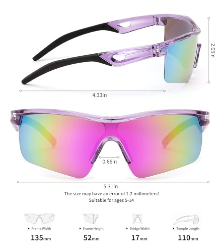Image of FEISEDY Kids Polarized Sports Sunglasses, TR90 UV400 Baseball Cycling