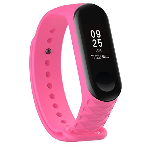 Demino para Xiaomi Mi Banda 3 la Correa TPU Colorido reemplazo de la Correa de Pulsera de Deporte Inteligente Banda Reloj de Pulsera Rose Red