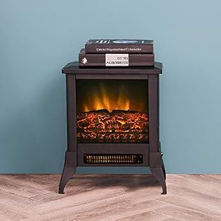 LOKATSE HOME 14" Electric Fireplace Space Stove Heater Freestanding with Realistic Flame, 2