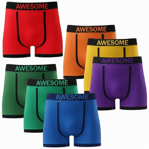 Image of SARIMON Mens Awesome Seamless Fit Boxer Shorts NEON Stretchy Waistband Soft Boxers Everyday Wear Briefs Sports Mens Underwear Pack of 3 (Assorted Colors) Hand Print on Back Size (Small)