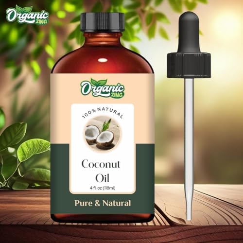 Image of Organic Zing Coconut (Cocos Nucifera) Oil | Pure & Natural Carrier Oil for Skincare, Hair care and Massage - 118ml /3.99fl oz