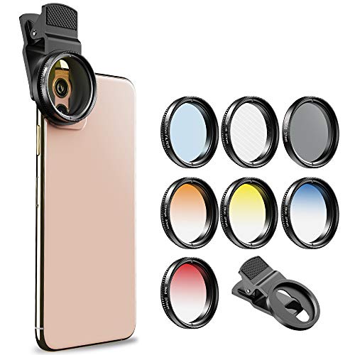 52MM Clip-on Graduated Color Polarizer CPL Filters Kit-Professional Photography Cellphone Camera Lens Filters for iPhone Samsung Smartphone (APL-52UV-7G Graduated Color)