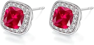 VONSSY Hypoallergenic Gemstone Stud Earrings, Brilliant Zirconia Crystal Earrings, White/Rose Gold Sterling Silver Posts Nickel Free, Trendy Vintage Diamond Earrings for Women Daughter Girlfriend Her