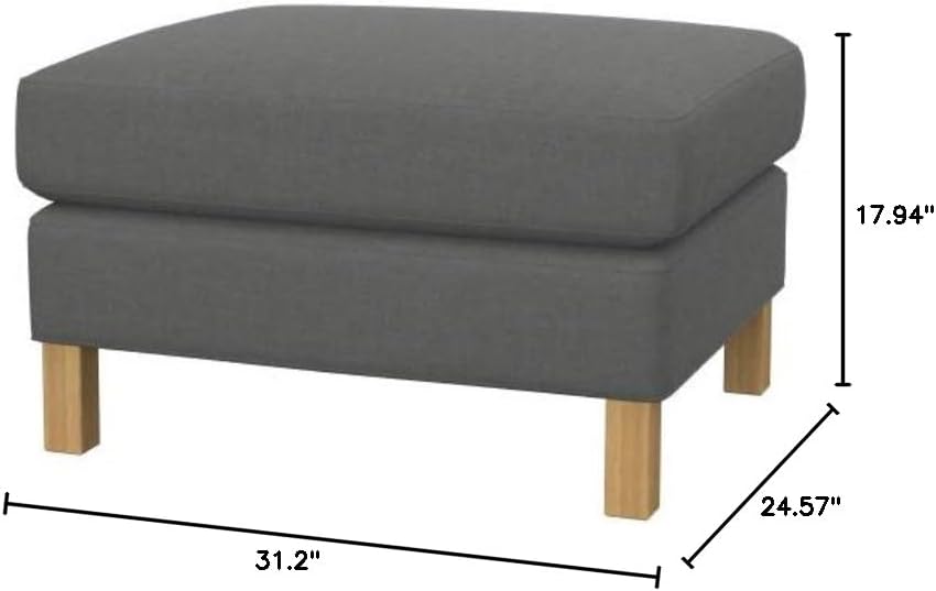 Soferia Replacement Compatible Cover for Karlstad Footstool, Fabric Elegance Metal Grey