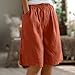 Linen Shorts for Women Loose Fit Knee Length Bermuda Summer Casual Elastic Waist Short Pants with Pockets Black Shorts Jeans Womens Woman Casual Hiking Cute Jean