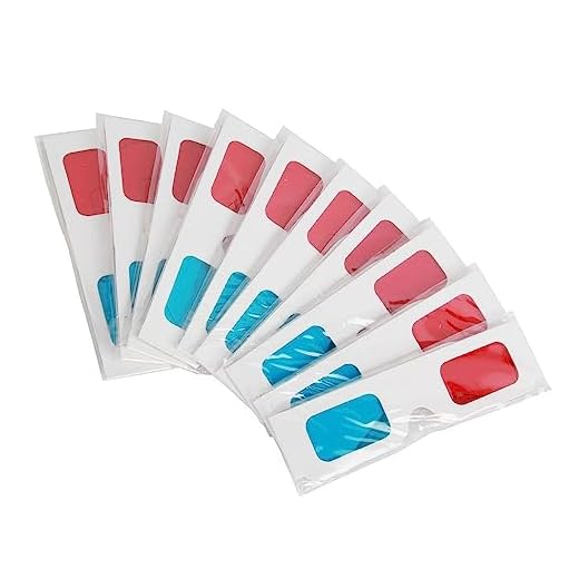 EasiLife 10 Pairs 3D Glasses - Red and Cyan Anaglyph, White Multipack