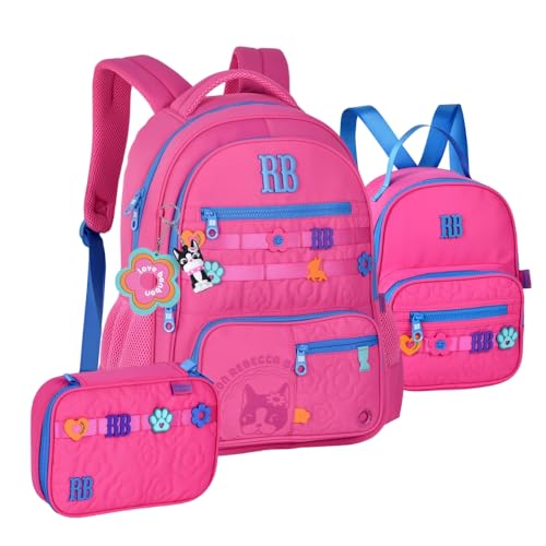Kit Rebecca Bonbon Mochila de Costas Escolar com Estojo e Lancheira Térmica 2026 (ROSA)