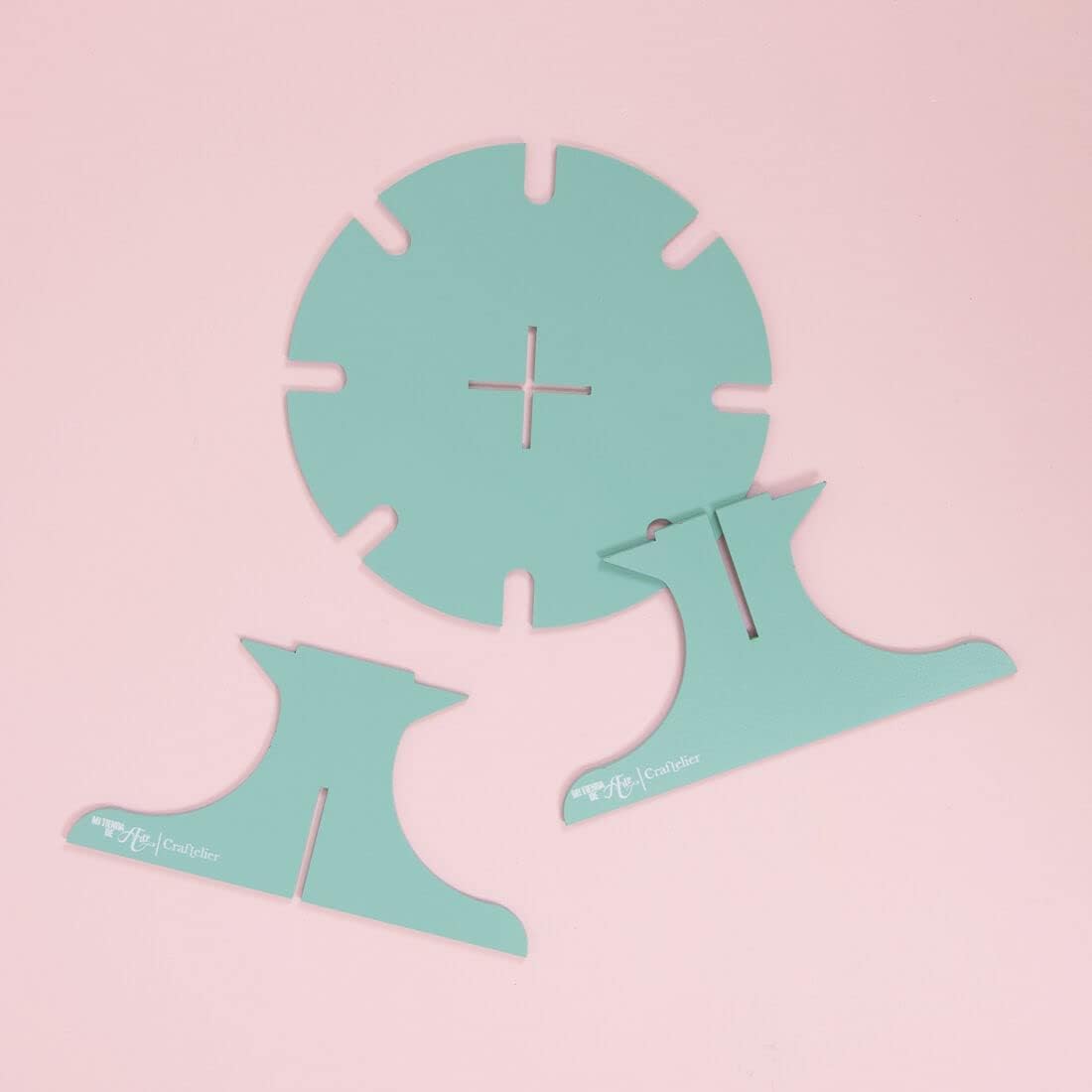 Craftelier - Organiser and Holder for Ink Applicators or Inkers | 8 Spaces for Inkers | Requires Assembly | Approximate Size Diameter 16 cm - Turquoise Lacquered Wood