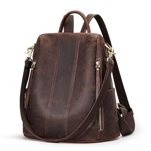 S-ZONE Leather Backpack Purses for Women Antitheft Soft Rucksack Ladies Shoulder Bag Medium