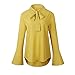 Geccinice Women's Blouses Loose Casual Bow Ties Neck Chiffon Shirts Long Sleeves Tops (S(US Size 4-6), Yellow)