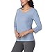 Nautica Womens 3/4 Sleeve Sleep Shirt - Lightweight, Breathable Pajama Top - Cotton Knit Jersey Crew Neck Sleepwear and Loungewear, Heather Blue, Large