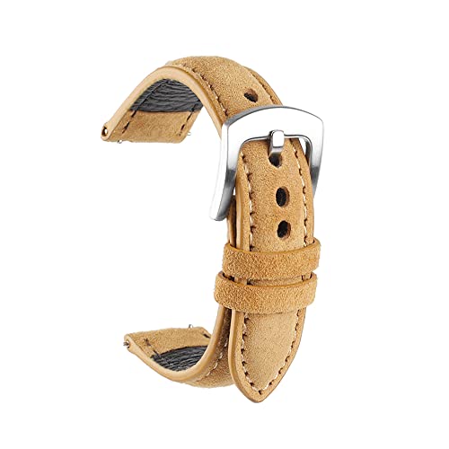 スエードレザーウォッチストラップ 18mm 19mm 20mm 22mm バンド ヴィンテージ ハンドメイドウォッチバンド グレーブラウン 交換用ベルト アクセサリー用(Tan,19mm)