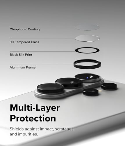 Image of Ringke Camera Lens Frame for Samsung Galaxy S26 Ultra Camera Lens Protector with Easy Installation Tray [2 Pack] [Metal Individual Ring Cover] HD Quality Scratch Resistant 9H Tempered Glass