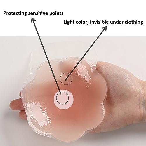 Nipple Covers Lift, Strapless Sticky Push up Reusable Silicone Tape Bra, Invisible Adhesive Bras for Women & Girls Pink4