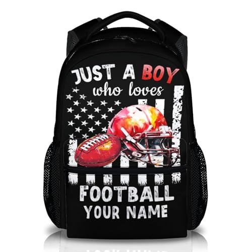 Boys Backpack, Personalized Football Backpacks for School Travel, Custom Large Capacity Bookbag for Kindergarten Elementary Middle Football Team, Cool School Supplies