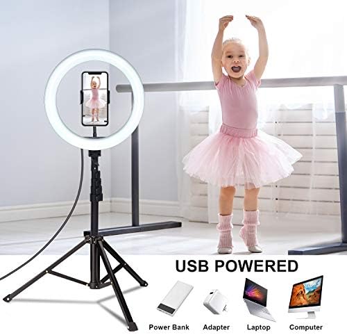 Ring Light with Tripod Stand,10' Ring Light with 63in Stand & Phone Holder - Dimmable Beauty Ringlight for Live Stream